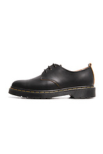Black derby shoes in matte leather with dark soles  4205360 photo №1
