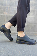 Schwarze Derby-Schuhe aus mattem Leder mit dunklen Sohlen  4205360 Foto №2