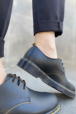Black derby shoes in matte leather with dark soles  4205360 photo №3