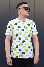 Colored cotton T-shirt for summer in lime print GEN 8000360 photo №1