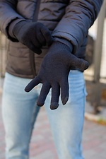 Warm sensory black gloves Without 8048360 photo №4
