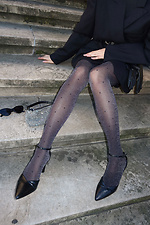 Black shiny polka dot tights M-SOCKS 2040361 photo β4