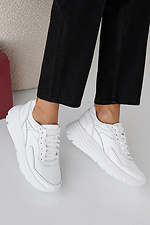Women's spring-autumn white leather sneakers  2505361 photo №6