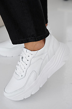 Women's spring-autumn white leather sneakers  2505361 photo №8