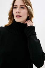 Schwarzer Strickanzug für Damen: Rollkragenpullover, Hose mit weitem Bein Sewel 4038361 Foto №4