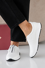 Women's spring-autumn white-black leather sneakers  2505363 photo №5