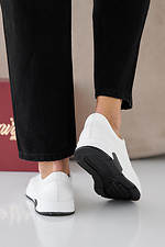 Women's spring-autumn white-black leather sneakers  2505363 photo №6