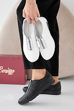 Women's spring-autumn white-black leather sneakers  2505363 photo №8