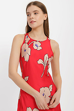 Шелковое красное платье BIANKA без рукавов в цветочный принт Garne 3040363 фото №2