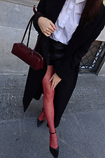 Burgunderfarbene Strumpfhose mit weißen Punkten M-SOCKS 2040364 Foto №4
