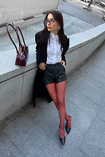 Burgunderfarbene Strumpfhose mit weißen Punkten M-SOCKS 2040364 Foto №9