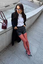Burgunderfarbene Strumpfhose mit weißen Punkten M-SOCKS 2040364 Foto №10