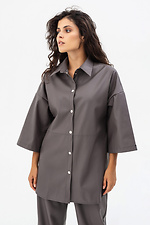 Shirt with buttons made of eco-leather in graphite color Garne 3041364 photo №1