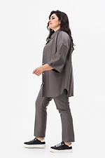 Shirt with buttons made of eco-leather in graphite color Garne 3041364 photo №9