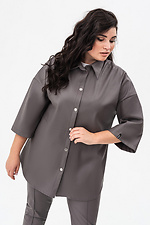 Shirt with buttons made of eco-leather in graphite color Garne 3041364 photo №10