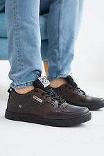 Men's leather sneakers with laces in brown  8019364 photo №4