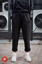 Теплые спортивные штаны чинос на флисе в черном цвете Without 8048364 фото №1