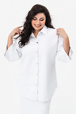 Рубашка на кнопках из эко-кожи белого цвета Garne 3041365 фото №12