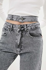 Graue Skinny Jeans mit hohem Bund  4009365 Foto №4