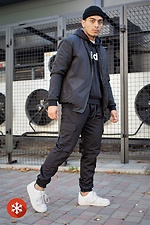 Warm sweatpants with fleece in black Without 8048365 photo №4