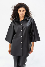 Shirt with buttons made of eco-leather in black Garne 3041366 photo №1