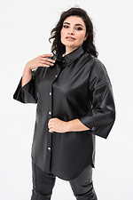 Shirt with buttons made of eco-leather in black Garne 3041366 photo №9