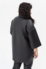 Shirt with buttons made of eco-leather in black Garne 3041366 photo №12