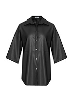 Shirt with buttons made of eco-leather in black Garne 3041366 photo №13