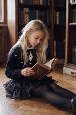 Черные детские однотонные колготки из микрофибры M-SOCKS 2040367 фото №5