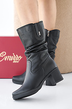 Damen-Winterstiefel aus schwarzem Leder 2505367 Foto №2