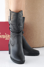 Damen-Winterstiefel aus schwarzem Leder 2505367 Foto №4