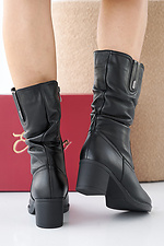 Damen-Winterstiefel aus schwarzem Leder 2505367 Foto №5