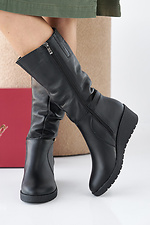 Damen-Winterstiefel aus schwarzem Leder 2505368 Foto №2