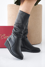 Damen-Winterstiefel aus schwarzem Leder 2505368 Foto №3