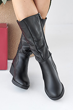 Damen-Winterstiefel aus schwarzem Leder 2505368 Foto №4