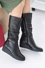 Damen-Winterstiefel aus schwarzem Leder 2505368 Foto №5