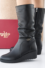 Damen-Winterstiefel aus schwarzem Leder 2505368 Foto №7
