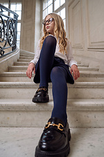 Синие детские однотонные колготки из микрофибры M-SOCKS 2040369 фото №2