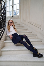 Синие детские однотонные колготки из микрофибры M-SOCKS 2040369 фото №3