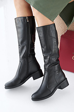 Damen-Winterstiefel aus schwarzem Leder 2505369 Foto №2