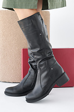 Damen-Winterstiefel aus schwarzem Leder 2505369 Foto №6