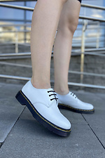 Шкіряні білі туфлі зі шнурівкою  4205369 фото №2