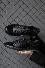 Black leather sneakers for the city  8018370 photo №2