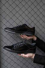 Black leather sneakers for the city  8018370 photo №5