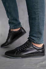 Black leather sneakers for the city  8018370 photo №6