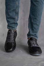 Black leather sneakers for the city  8018370 photo №7