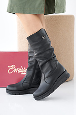 Women's winter black leather boots  2505371 photo №5
