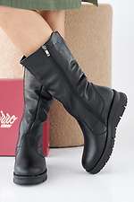 Women's winter black leather boots  2505371 photo №6