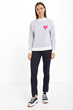 Knitted jumper with a stripe pattern and a decorative heart on the chest  4038371 photo №2