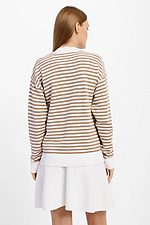 Knitted jumper with a stripe pattern and a decorative heart on the chest  4038372 photo №2